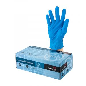 Nitrile Soft Blue Bastion Gloves. BAS-GNS-PFB