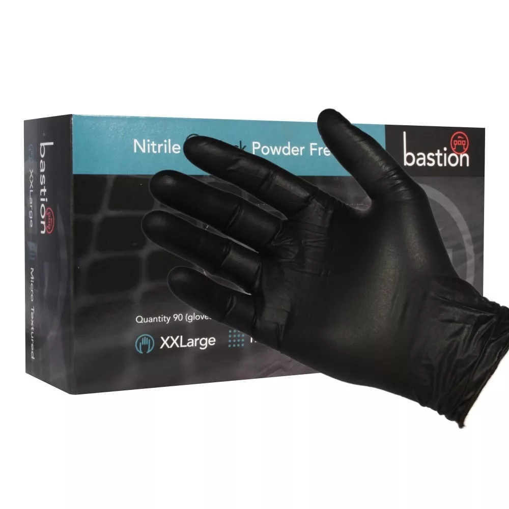 Bastion Premium Nitrile Powder Free Gloves Black - Image 2
