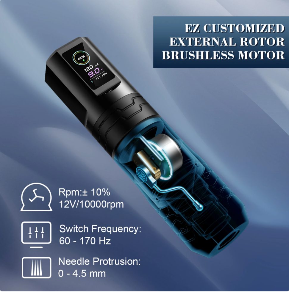 EZ - P3 Pro Turbo Wireless Tattoo Machine - Black - Image 4